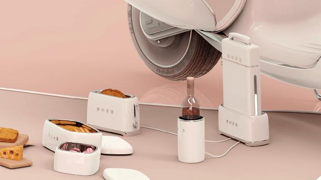 Entre los utensilios destaca una minitostadora y un enfriador de vinos