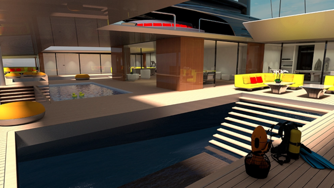 Los interiores muestran una auténtica villa de lujo flotante