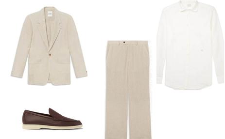 Traje de Sandro (495 euros la americana y 265 euros el pantalón), camisa de Massimo Alba (225 euros) y mocasines de Loro Piana (720 euros)