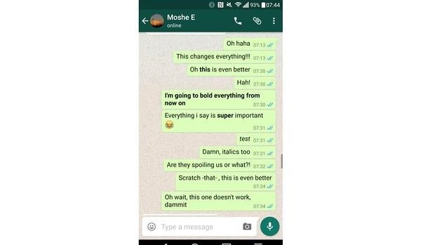 WhatsApp prepara una actualización para permitir negritas y cursivas en los textos