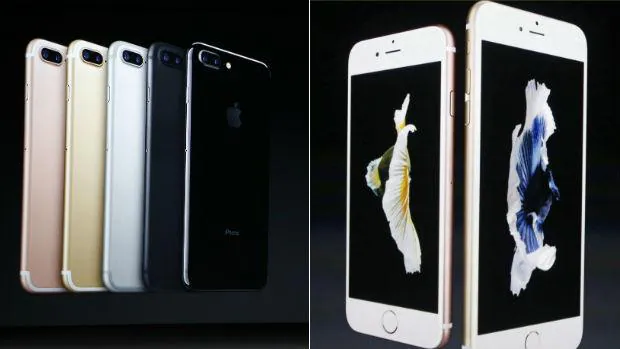 iPhones 7, a la izquierda, y iPhones 6S, a la derecha