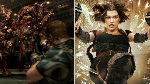 Captura del videojuego «Resident Evil 6» y Milla Jovovich en una secuencia de la película