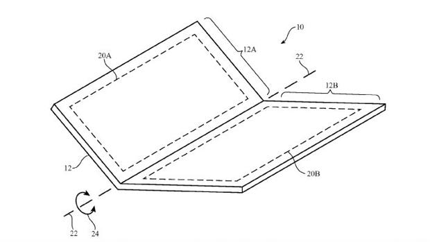 Diseño de un terminal plegable que ha solicitado para patentar la firma Apple