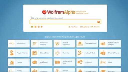 Captura de pantalla del buscador WolframAlpha
