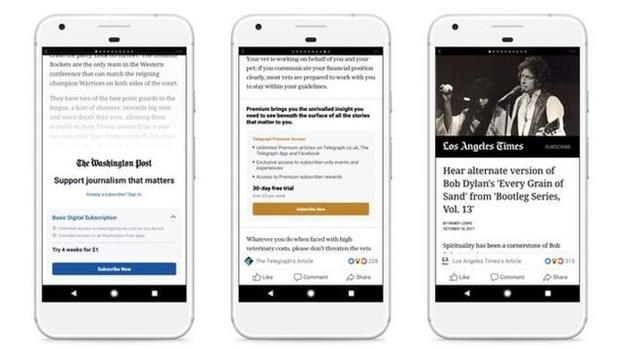 Facebook probará un sistema de suscripciones para periódicos