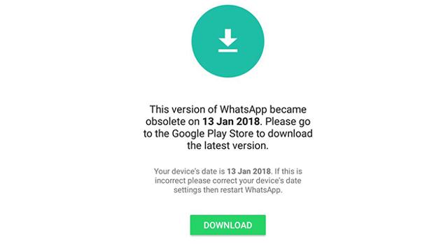 El nuevo fallo de WhatsApp: «Tu versión está obsoleta»