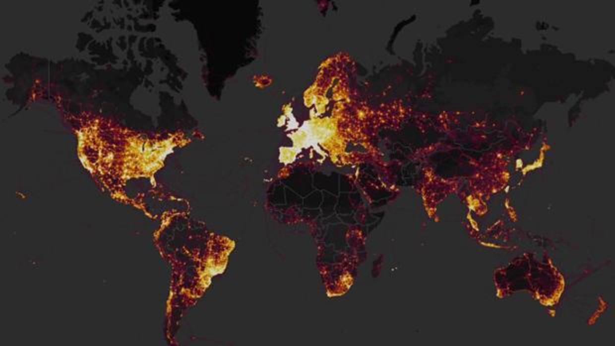 Mapa de puntos calientes elaborado por la compañía con los datos de sus usuarios