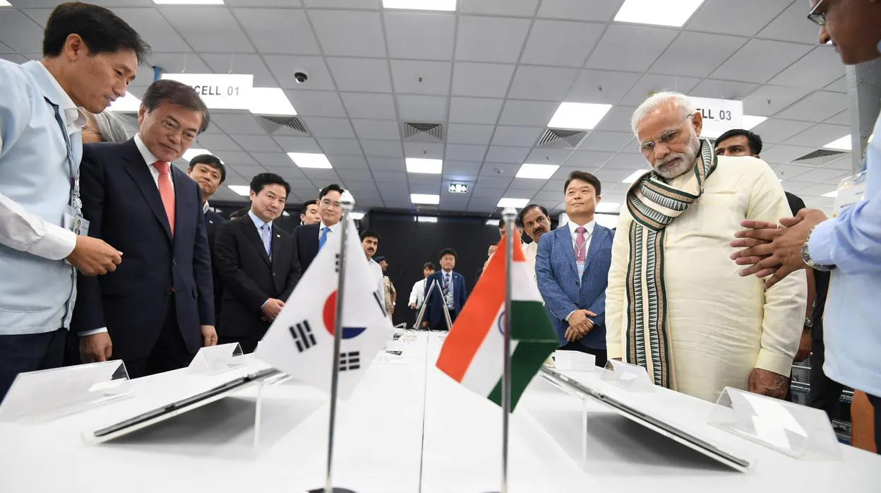 El primer ministro indio Narendra Modi y el presidente de Corea del Sur Moon Jae-in