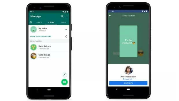 WhatsApp pone a prueba su función para compartir sus estados como historias de Facebook