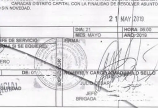 Uno de los documentos robados por Machete a un militar venezolano, fechado el 21 de mayo de este año