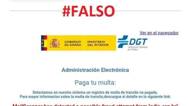 Cuidado con un falso email de la DGT que reclama el pago de una multa de tráfico