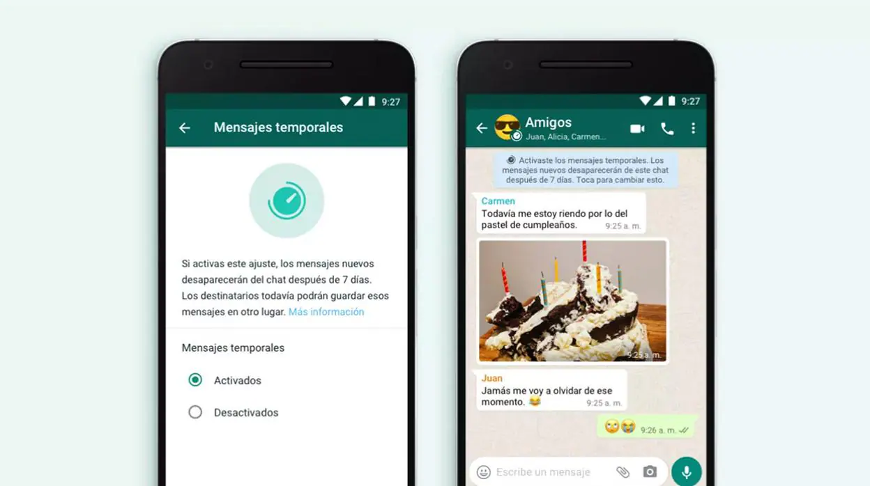 Los mensajes temporales ya están disponibles en WhatsApp