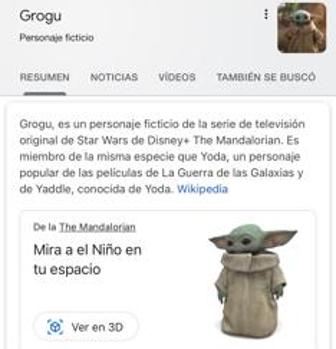 Búsqueda de The Child en Google