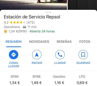 El nuevo truco de Google Maps para encontrar las gasolineras más baratas