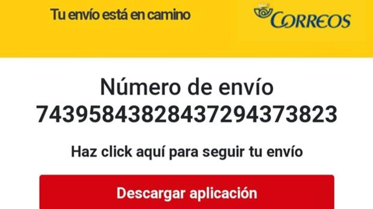 Imagen de una campaña maliciosa en la que se suplanta a Correos para infectar con 'malware' bancario