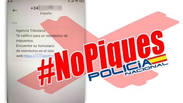 La Policía alerta sobre una estafa a través de SMS en la que los criminales se hacen pasar por Hacienda