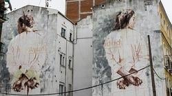 Intervención de Gonzalo Borondo en el barrio de Tetuán, Madrid