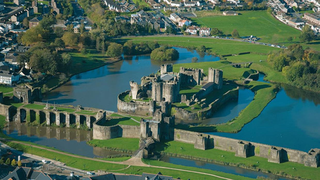 Vista aérea del Castillo de Caerphilly