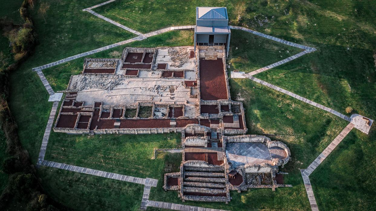 La villa romana de Veranes, vista desde el aire