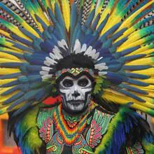 Un bailarín en el tradicional desfile internacional del Día de Muertos en Ciudad de México (México)