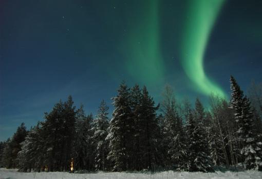 Una aurora boreal en la Laponia finlandesa