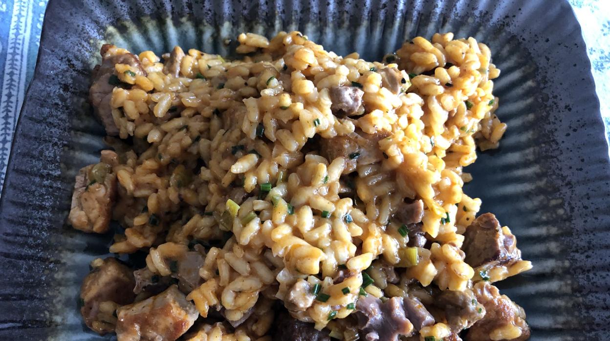 Arroz de almadraba con trozos de tarantelo, lomo, facera y mormo