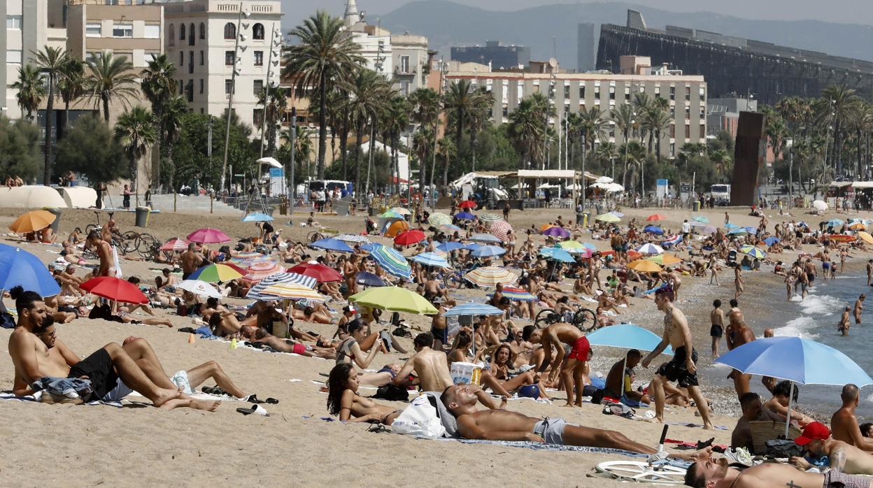 Playa de la Barceloneta el 15 de agosto