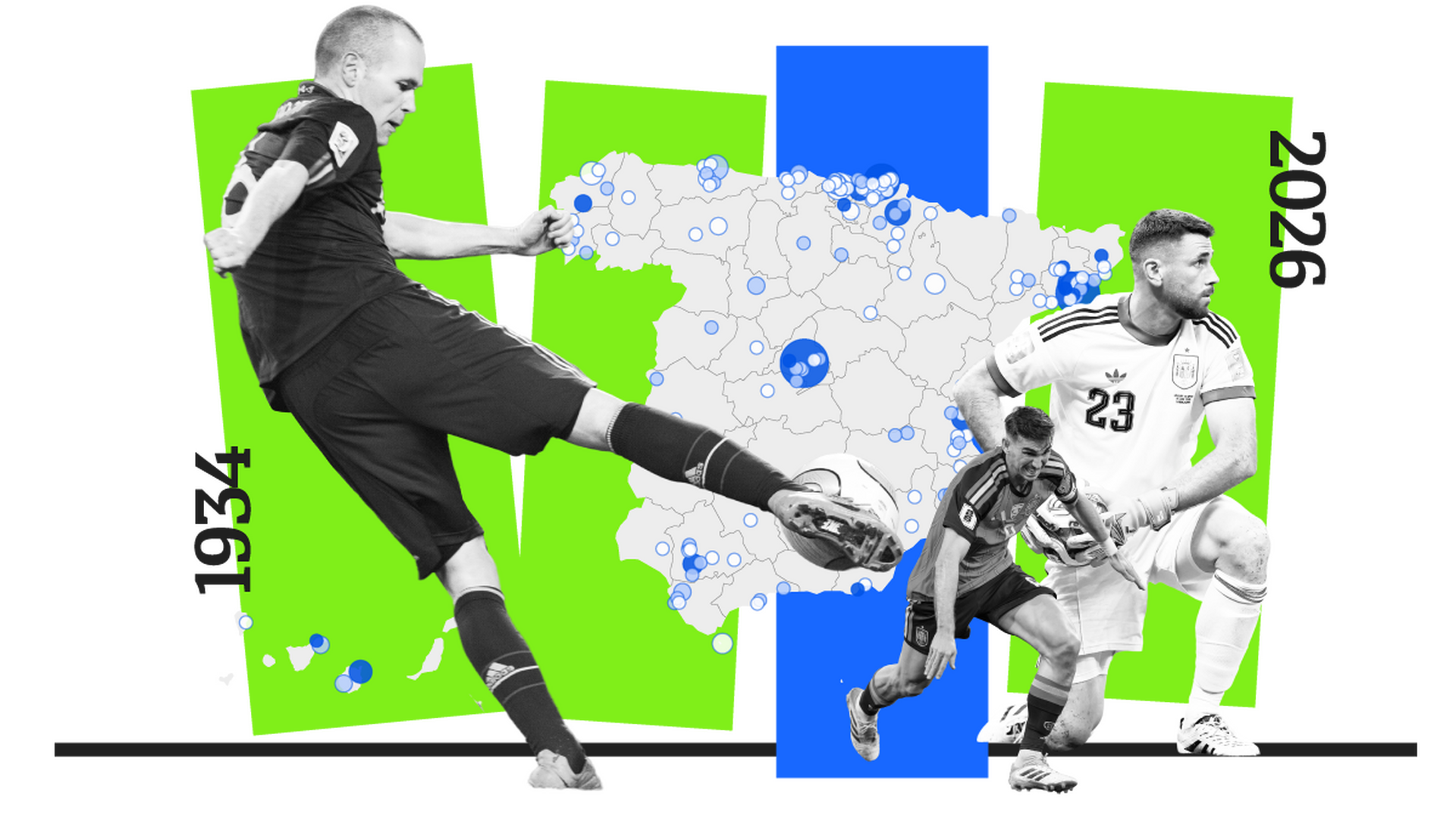 El mapa de los mundialistas desde 1934: cómo de difícil es llegar a la selección según dónde nazcas