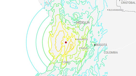 Mapas y gráficos del terremoto en Colombia